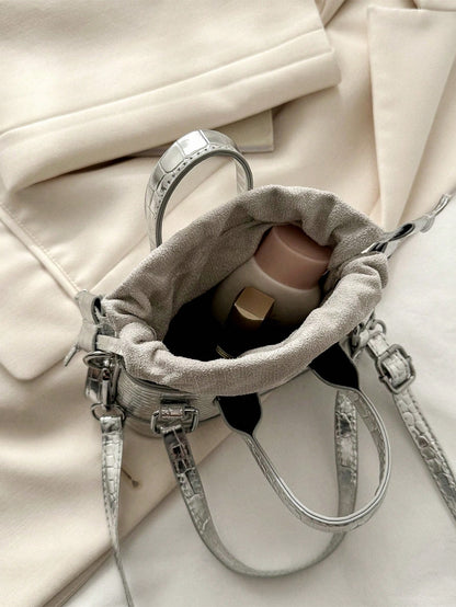 Mini Fashion Women Crocodile Embossed Handbag Bucket Bag