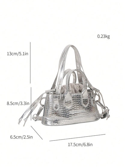Mini Fashion Women Crocodile Embossed Handbag Bucket Bag