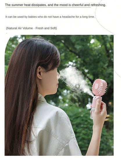 Mini Handheld Mist Fan, Portable Electric Fan, 2-Speed Adjustable, Desktop Fan For Summer, Humidifying & Cooling, Suitable For Indoor/Outdoor Camping, Student Rechargeable Fan, With 500mAh Long-Lastin
