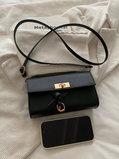 Mini New Fashion Hardware Decor Shoulder Crossbody Square Bag, Suitable For Parties, Gatherings, Outings, Vacations, Shopping And Daily Use, Can Store Coins, Phone, Also Suitable As Work Bag For White