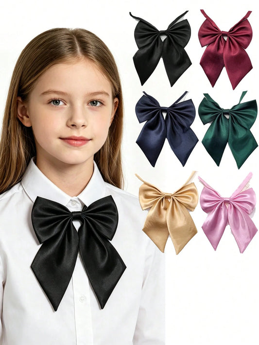 Minimalist Fresh Solid Color Bow Tie, Preppy Style Flat Bow
