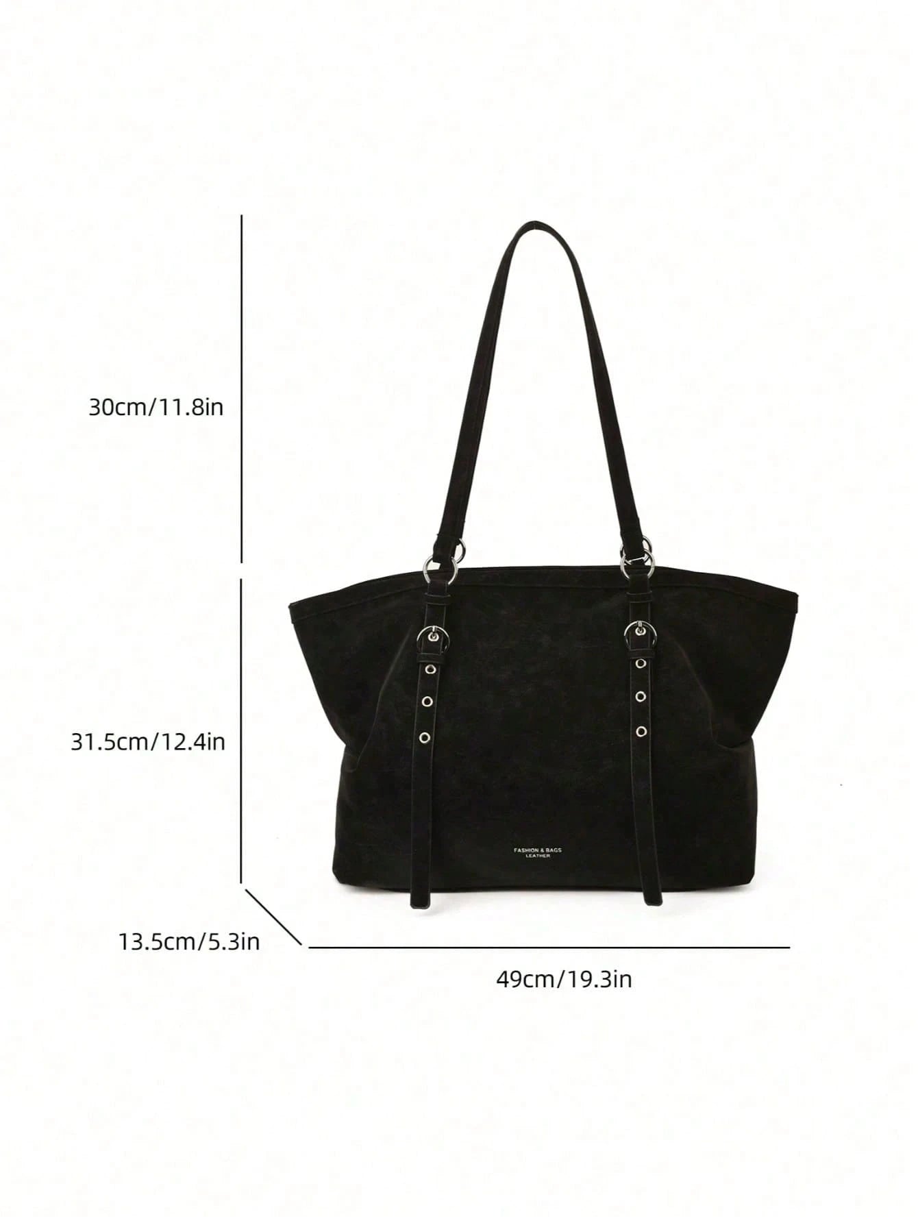 Minimalist Premium Black Oversized Tote Bag With Relaxed Silhouette. Timeless Solid Black Matches Daily Outfits For Commuting And Everyday Outings