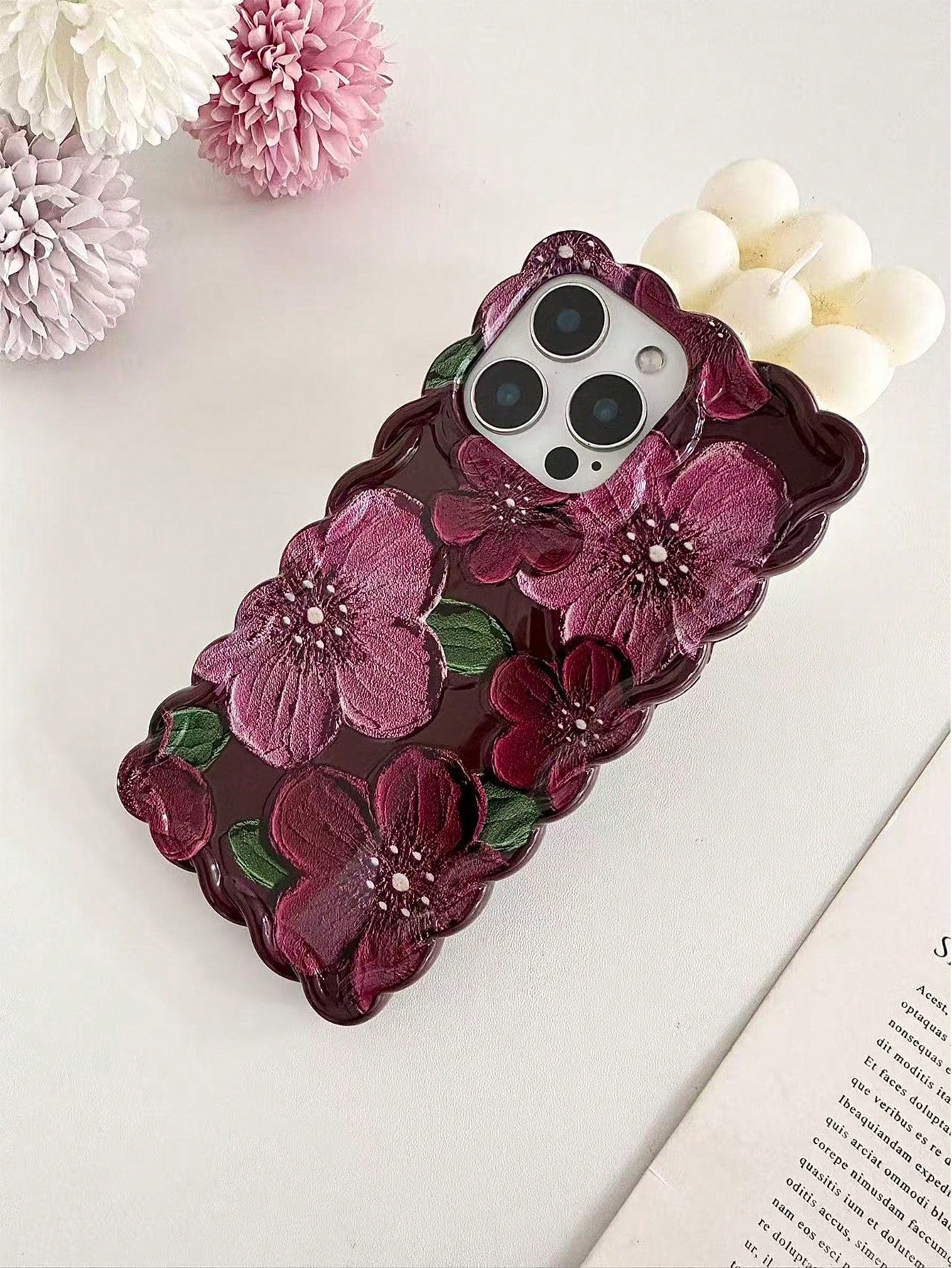 Minimalist Shockproof Flower Element Wavy Floral Painted Novelty Phone Case Compatible With IPhone 17pro/17Air/17/17promax16/11/16pro/16plus/16promax/16e/15Promax/13/14/12/XS/XR/7G/8P Anti-Drop Phone