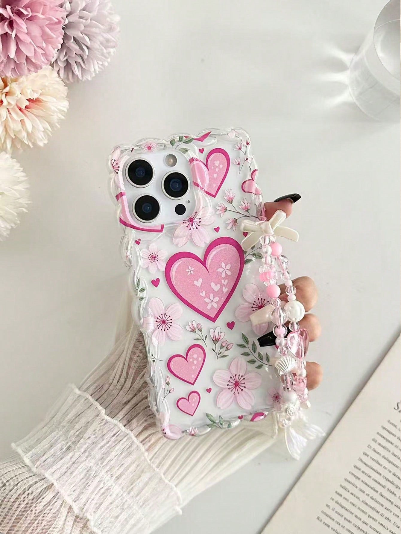 Minimalist Shockproof Flower Element Wavy Floral Painted Novelty Phone Case Compatible With IPhone 17pro/17Air/17/17promax16/11/16pro/16plus/16promax/16e/15Promax/13/14/12/XS/XR/7G/8P Anti-Drop Phone
