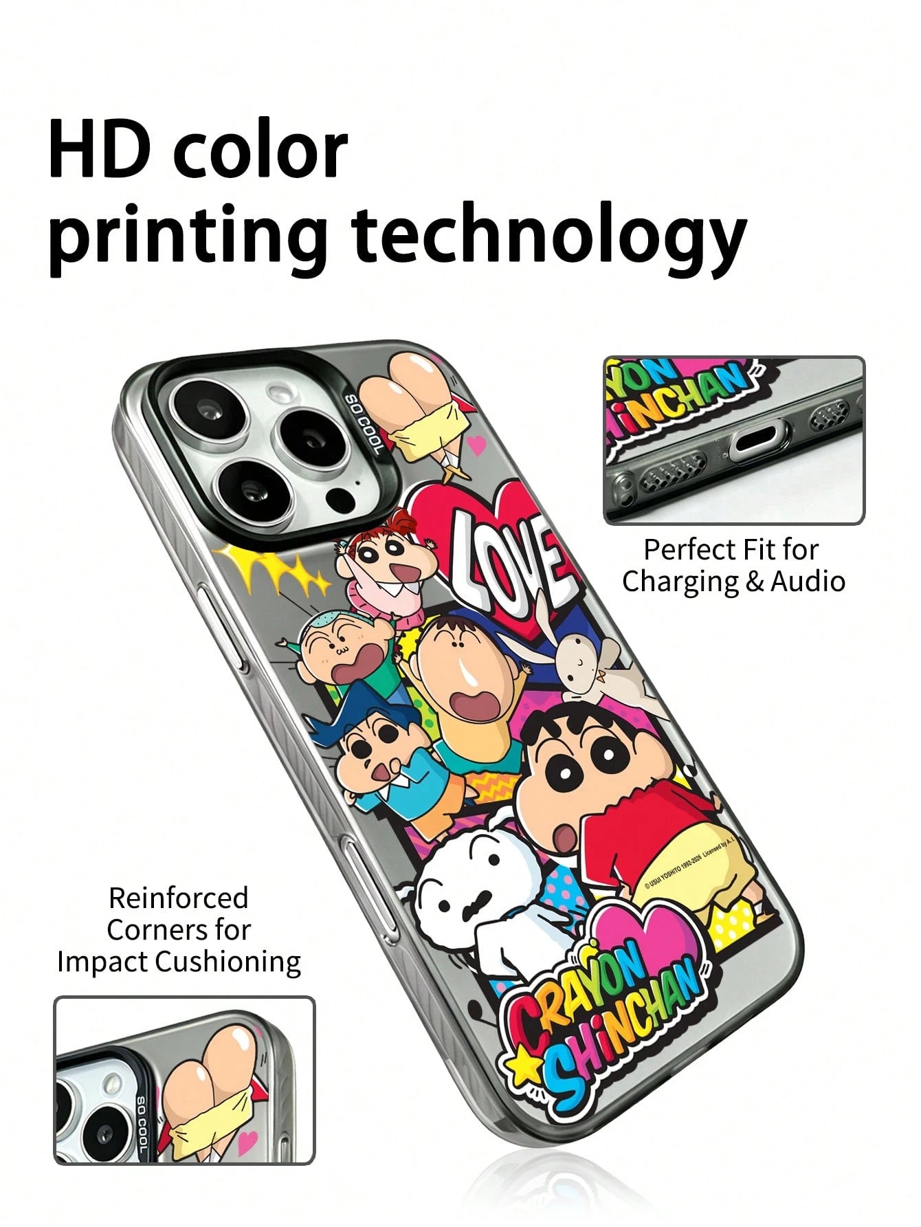Miniso 1pc New Colorful Silver 3-In-1 PC Hard Shell Dark Silver Officially Licensed Disney Stitch Phone Case Compatible With Apple IPhone 17 Pro Max/17 Pro/17/16 Pro Max/16 Pro/16/15 Pro Max/15 Pro/15