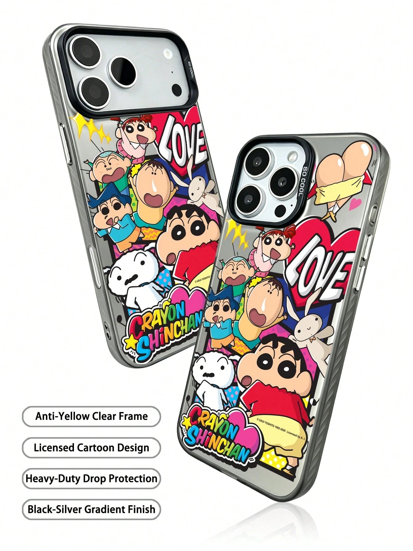 Miniso 1pc New Colorful Silver 3-In-1 PC Hard Shell Dark Silver Officially Licensed Disney Stitch Phone Case Compatible With Apple IPhone 17 Pro Max/17 Pro/17/16 Pro Max/16 Pro/16/15 Pro Max/15 Pro/15