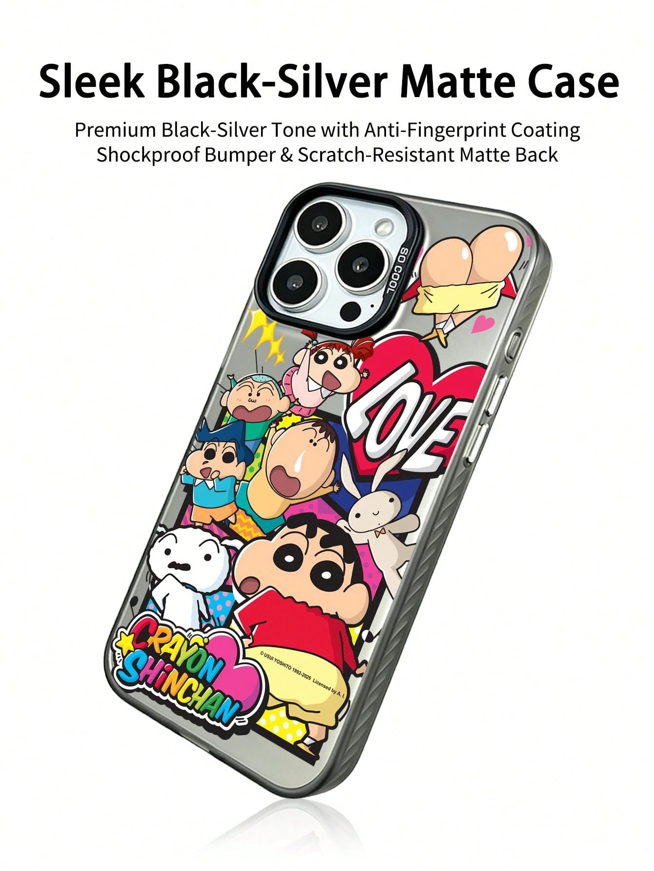 Miniso 1pc New Colorful Silver 3-In-1 PC Hard Shell Dark Silver Officially Licensed Disney Stitch Phone Case Compatible With Apple IPhone 17 Pro Max/17 Pro/17/16 Pro Max/16 Pro/16/15 Pro Max/15 Pro/15