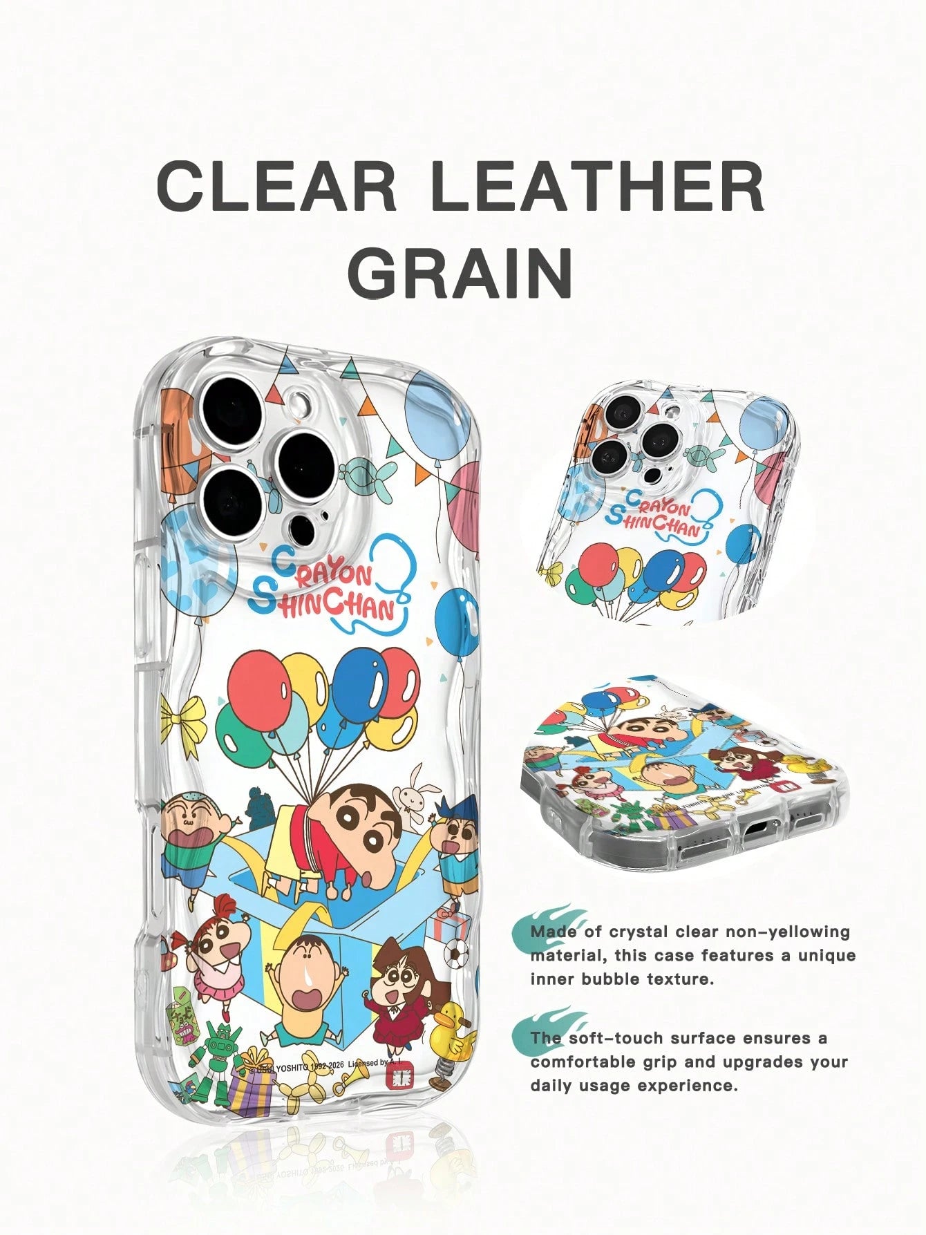 Miniso 1pc New Officially Licensed Disney Creative Pattern Unique Transparent Cow Print Thick Shockproof Protective Phone Case Compatible With Apple Series IPhone 17 ProMax/Air, 16, 11/12/13/14 Plus/X