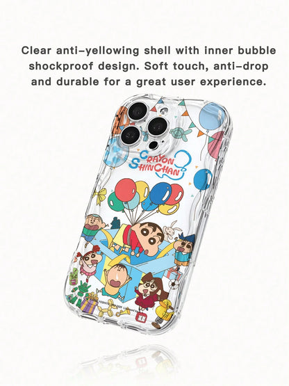 Miniso 1pc New Officially Licensed Disney Creative Pattern Unique Transparent Cow Print Thick Shockproof Protective Phone Case Compatible With Apple Series IPhone 17 ProMax/Air, 16, 11/12/13/14 Plus/X