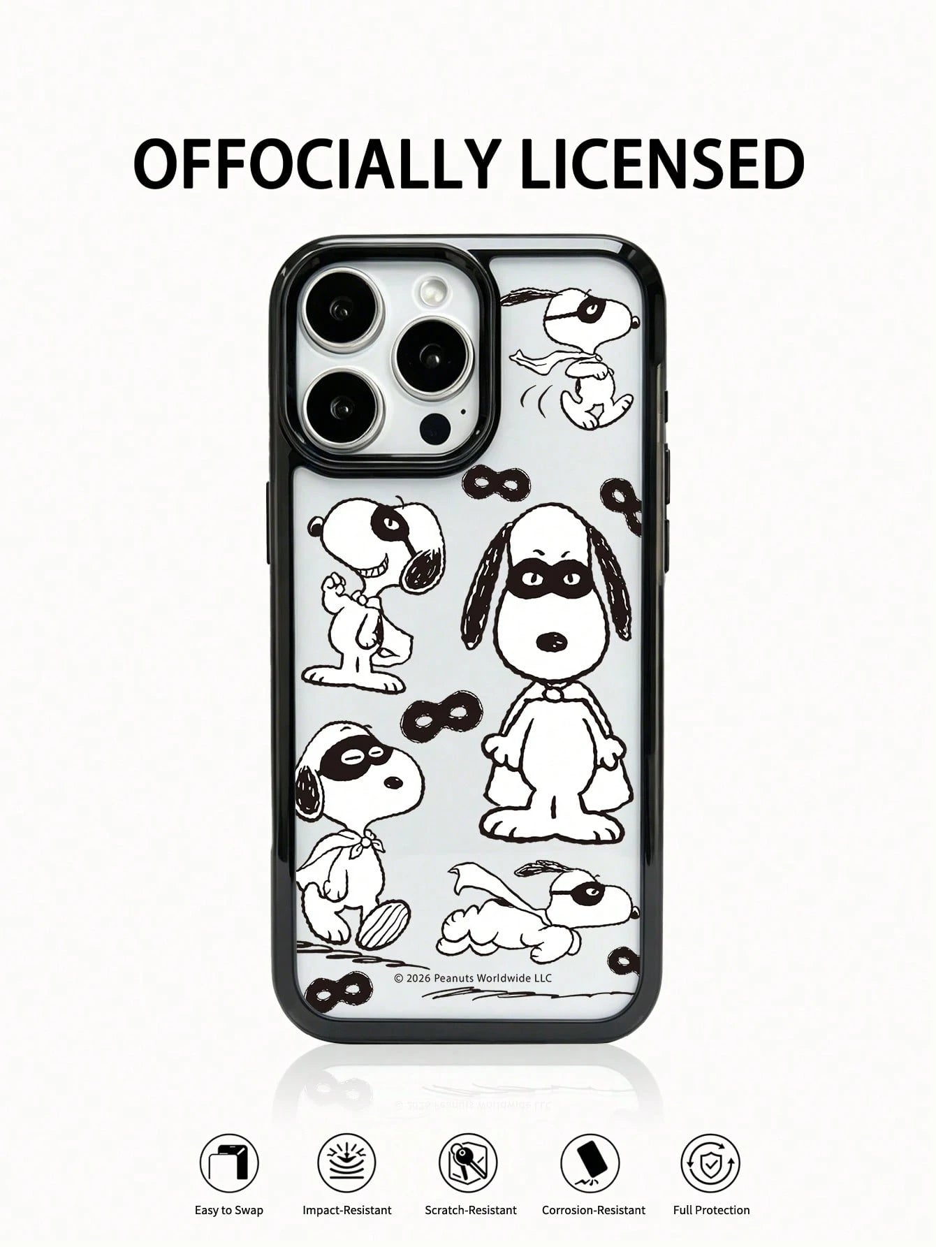 Miniso 1pc Star Wars Authorized 2-In-1 Acrylic Frame Anti-Drop Creative Raised Camera Cartoon Protective Pattern Thick Anti-Drop Protective Case Compatible With Apple 17 ProMax/Air, 16 Series, 11/12/1