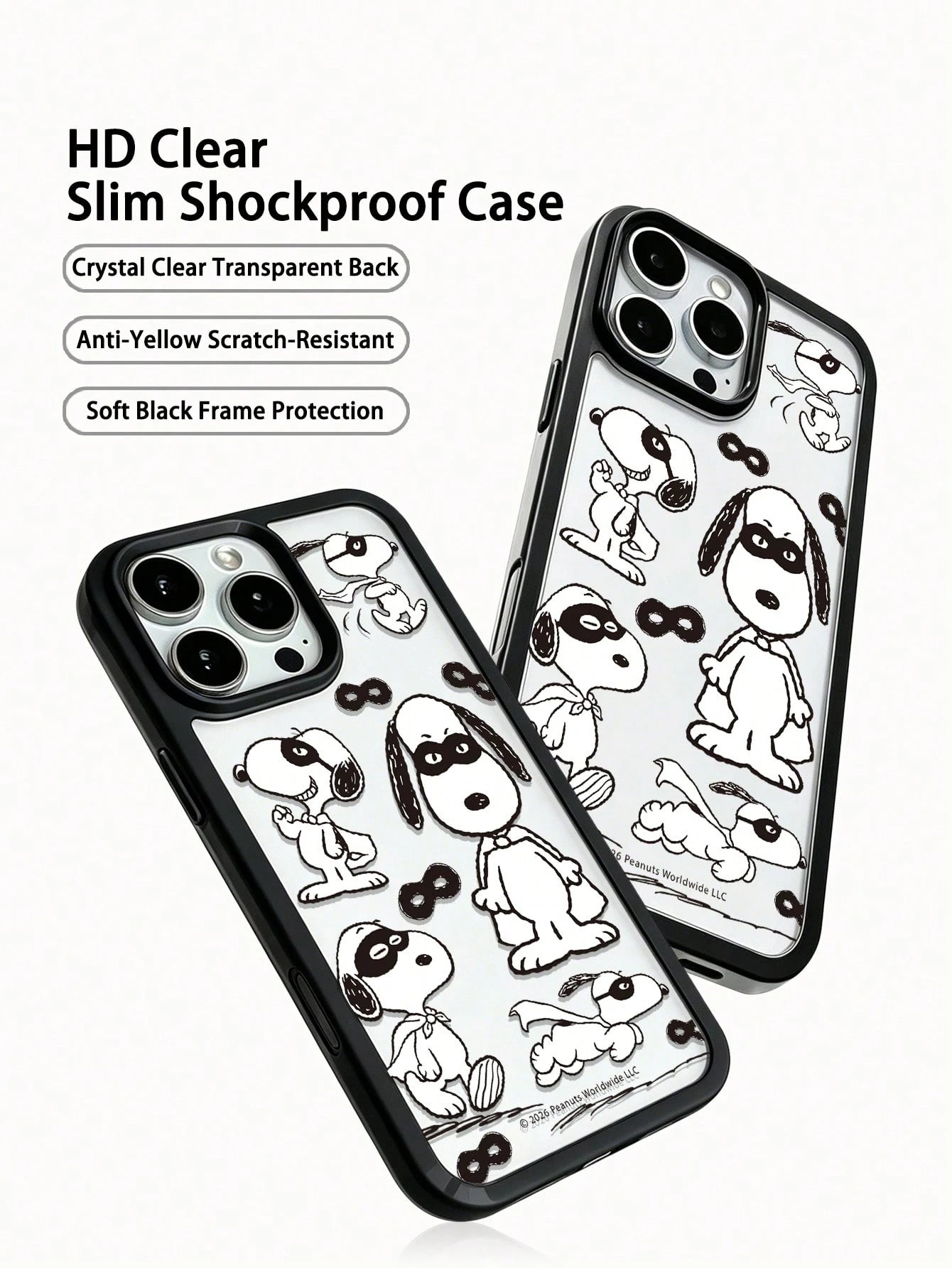 Miniso 1pc Star Wars Authorized 2-In-1 Acrylic Frame Anti-Drop Creative Raised Camera Cartoon Protective Pattern Thick Anti-Drop Protective Case Compatible With Apple 17 ProMax/Air, 16 Series, 11/12/1