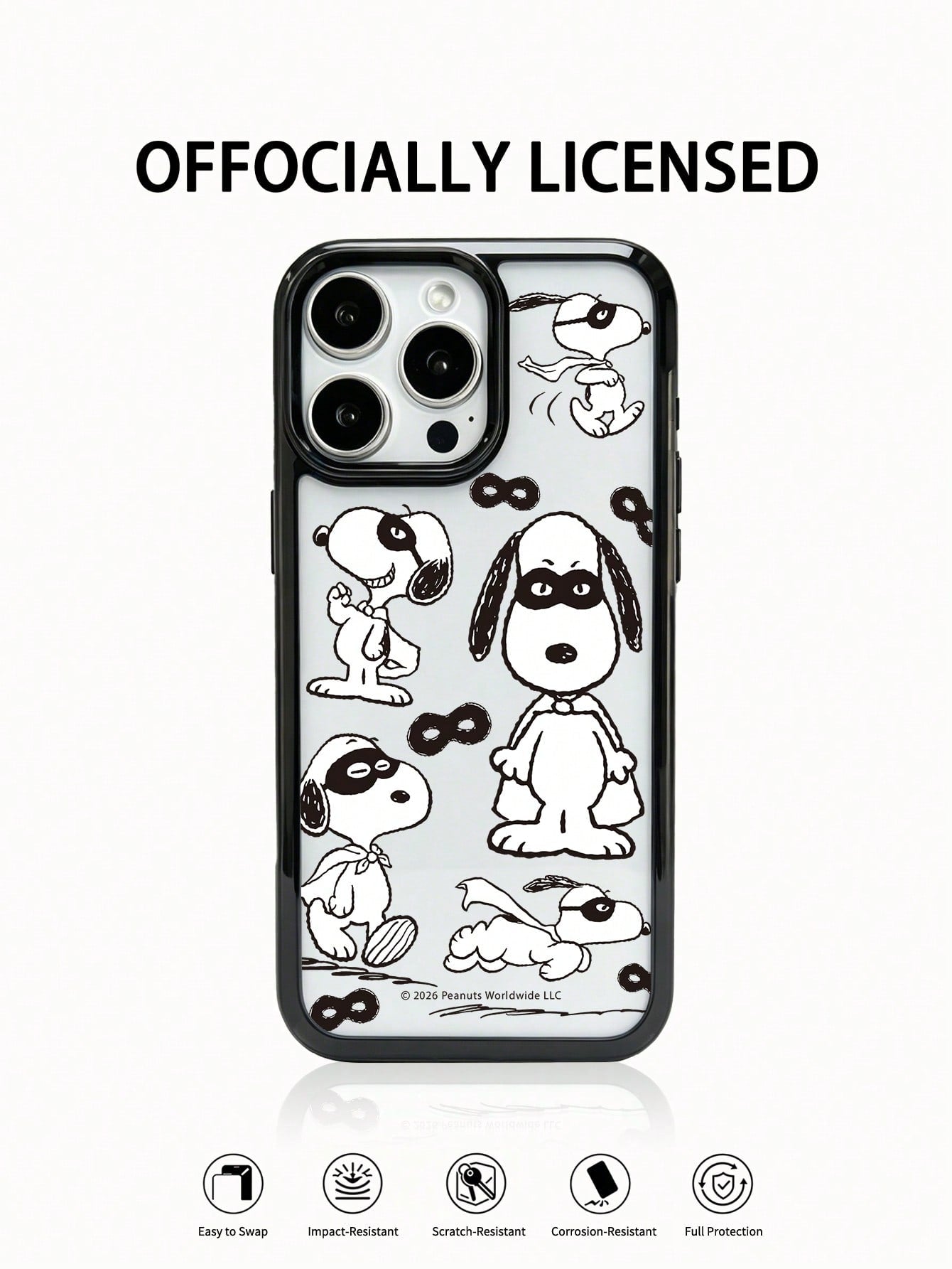 Miniso 1pc Star Wars Authorized 2-In-1 Acrylic Frame Anti-Drop Creative Raised Camera Cartoon Protective Pattern Thick Anti-Drop Protective Case Compatible With Apple 17 ProMax/Air, 16 Series, 11/12/1