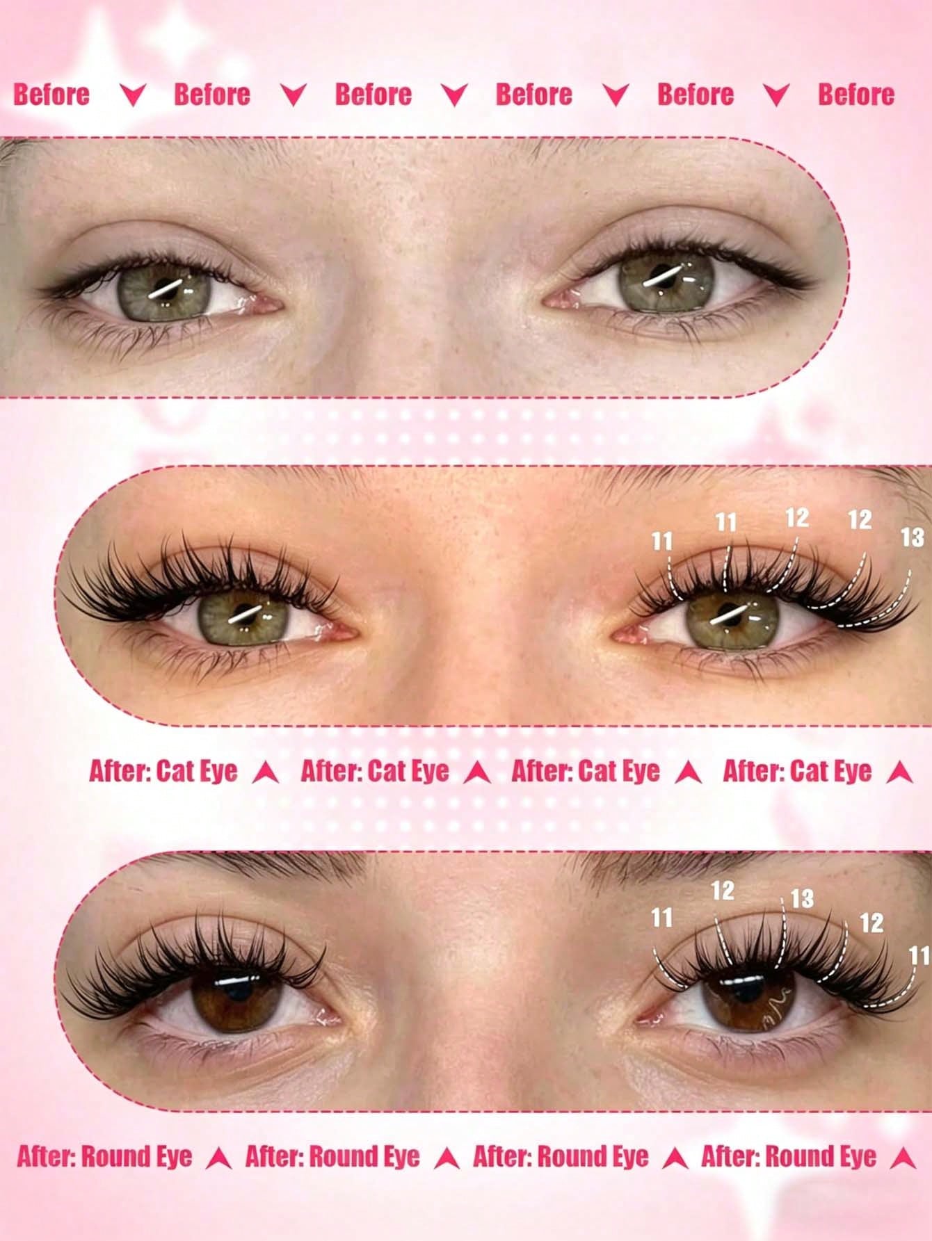 Miss Diamond 352pcs Wispy Lash Extension Kit, Natural Cluster Lashes DIY Eyelash Extension Kit, Fluffy C Curl Individual Lashes 9-12mm