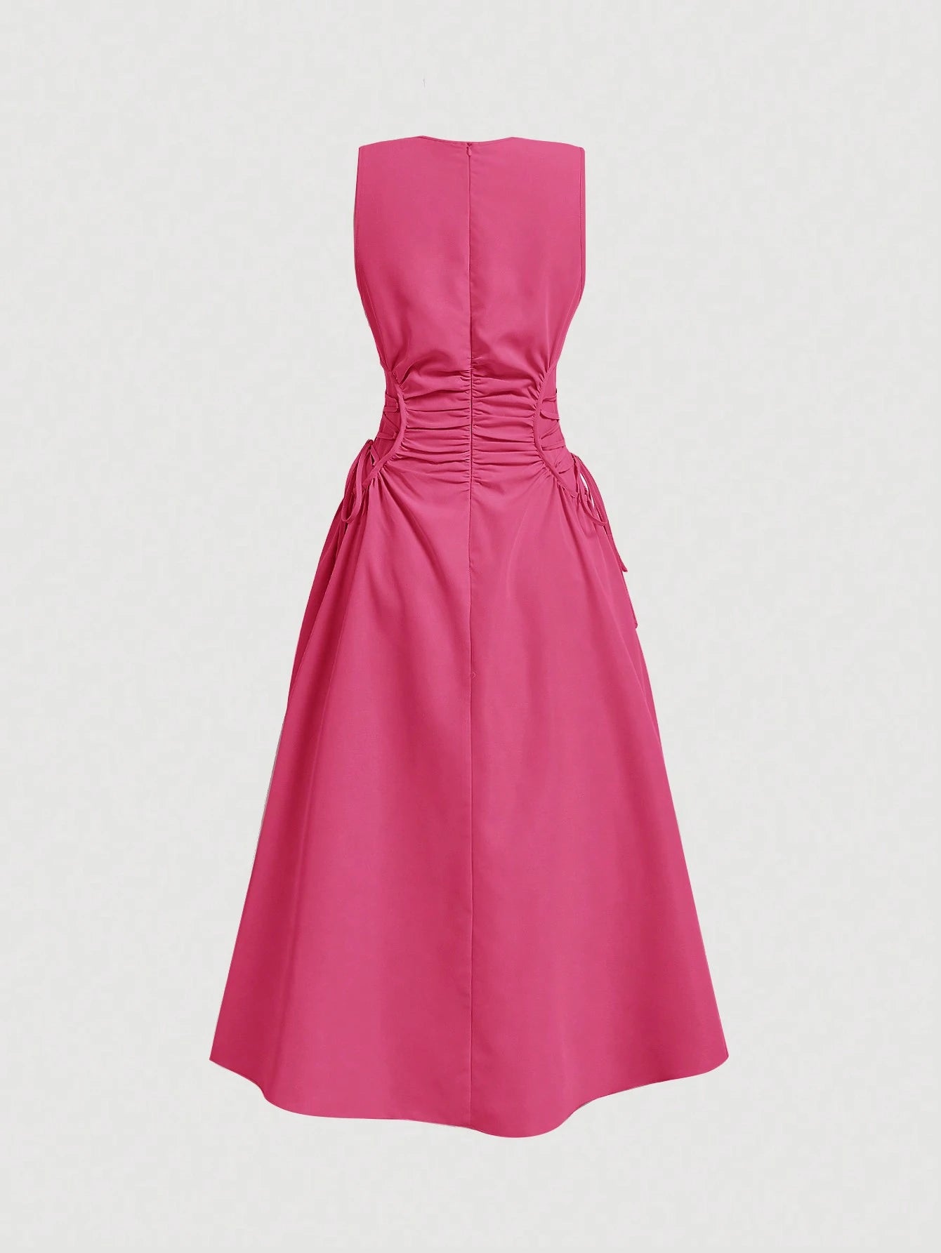 MOD Black Date Night Lateral Cross Frenulum Solid Ruched Detail Long Dress