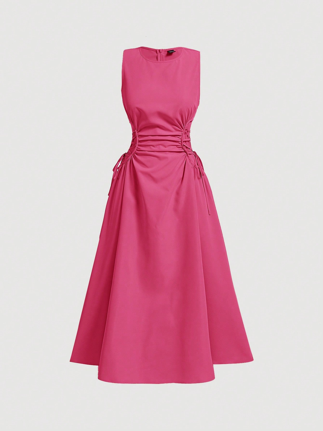 MOD Black Date Night Lateral Cross Frenulum Solid Ruched Detail Long Dress