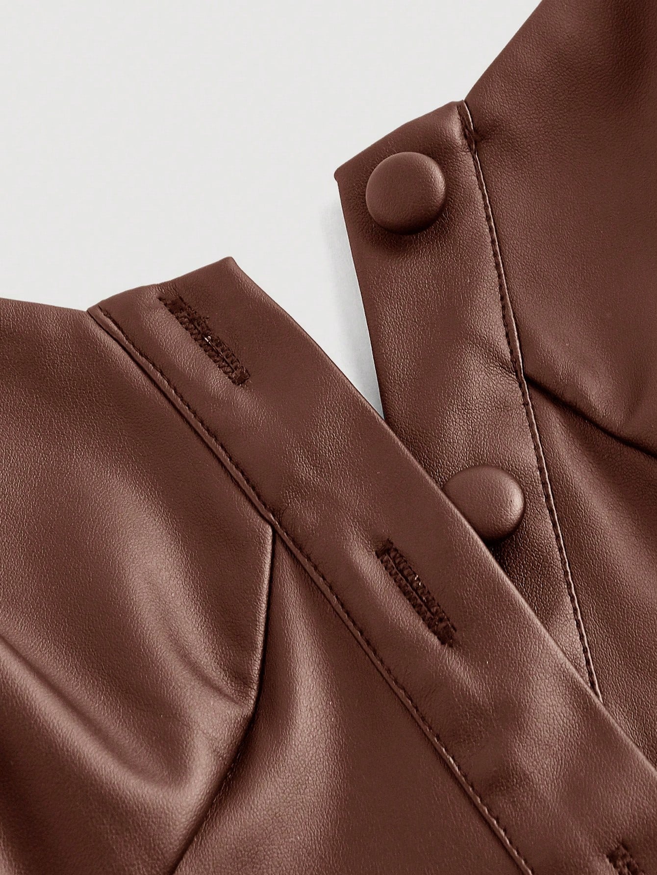 MOD Plus Size Brown PU Leather Minimalist Fitted Top