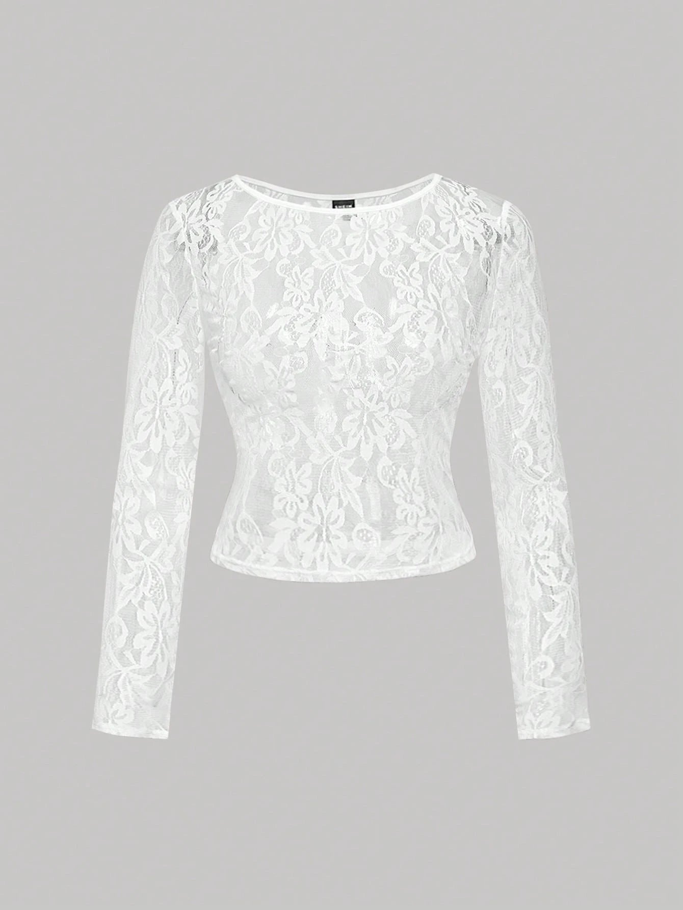 MOD Plus Size Women's 2pcs/Set Sheer Lace Long Sleeve T-Shirts Black White Vintage 70's Sexy Party Night Top Retro Corset Valentine's Day Elegant Autumn