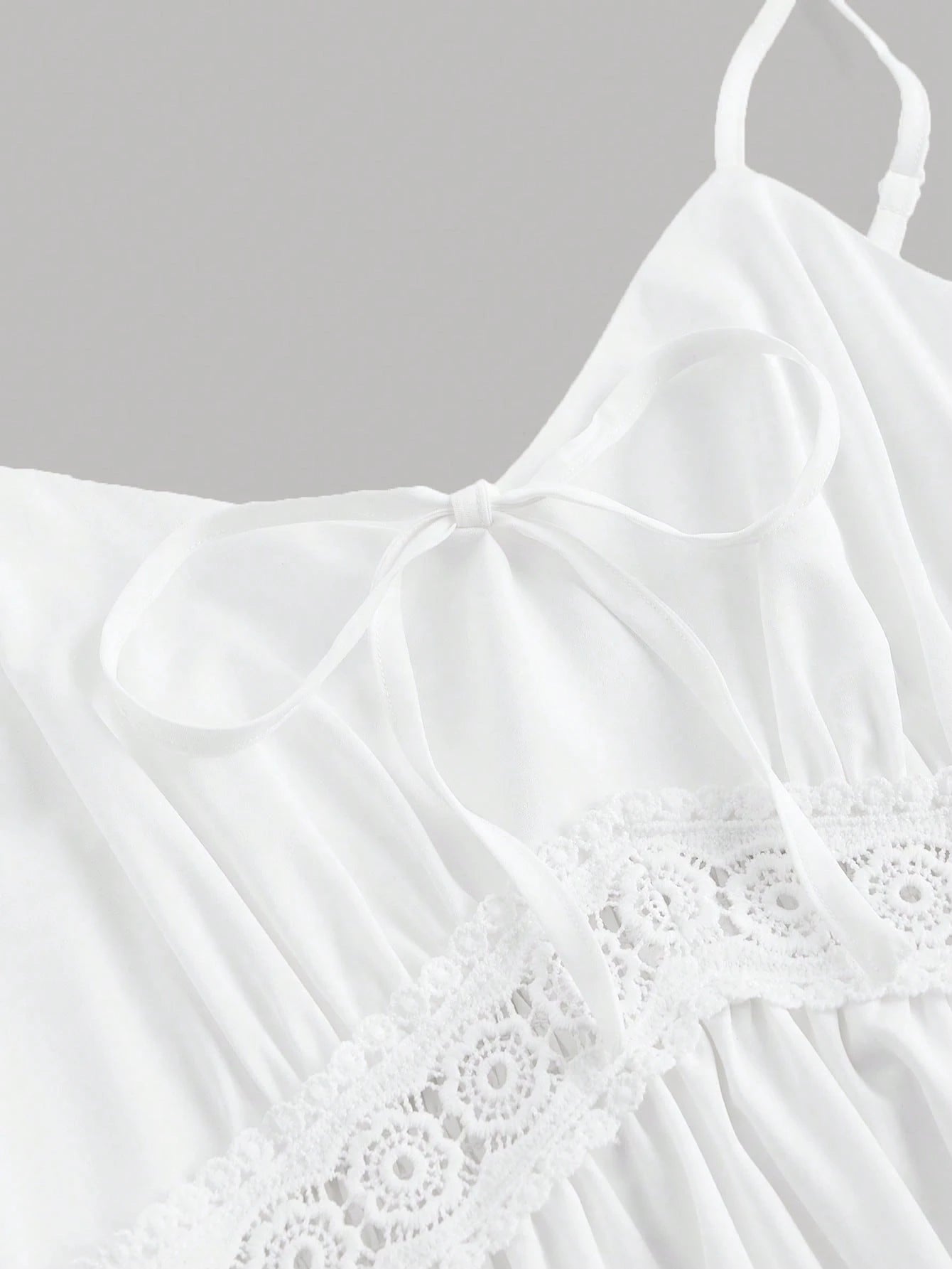 MOD White Lace Patchwork Spaghetti Strap Dress For Women, Wedding Guest Dress, Graduation Dress