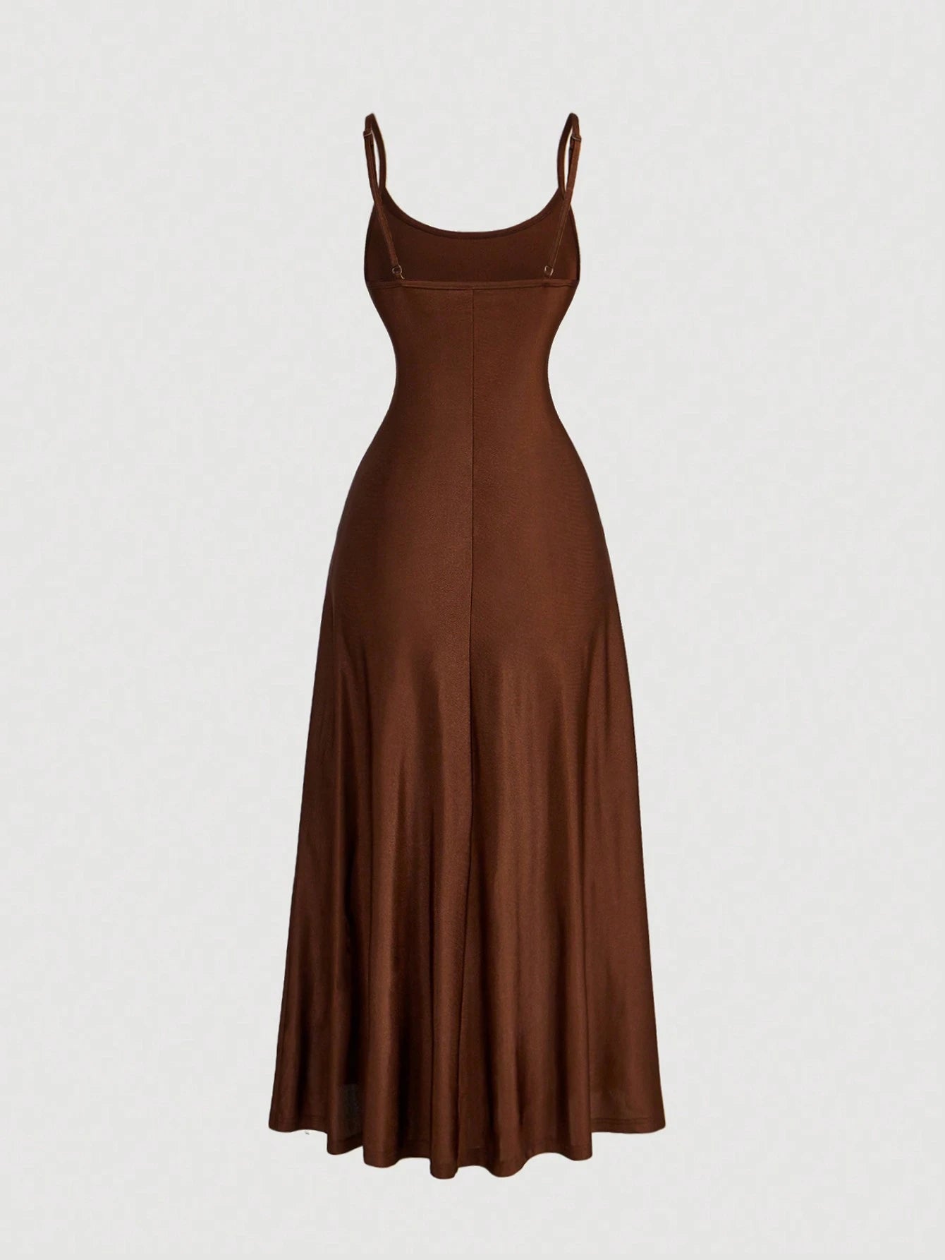 MOD Women's Coffee Brown Ruched Waist Spaghetti Strap Dress, Summer Casual Minimalist Date Night Semi Formal Elegant Tea Party Flowy Cruise Beach Outfits