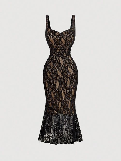 MOD Women's Elegant Sexy Lace Mermaid Midi Dress