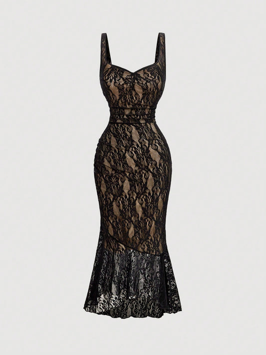 MOD Women's Elegant Sexy Lace Mermaid Midi Dress