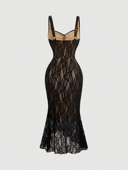 MOD Women's Elegant Sexy Lace Mermaid Midi Dress