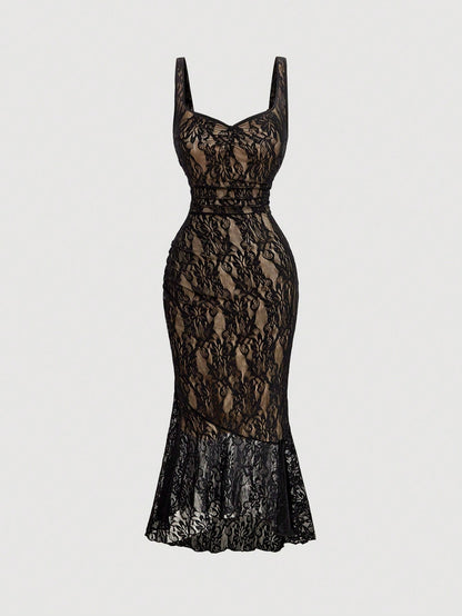 MOD Women's Elegant Sexy Lace Mermaid Midi Dress