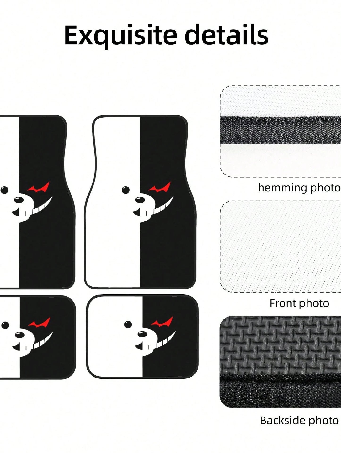 Monokuma 4-Piece Custom Printed All-Weather Floor Mats- Universal Fit For Suv, Truck, Van| Easy Clean