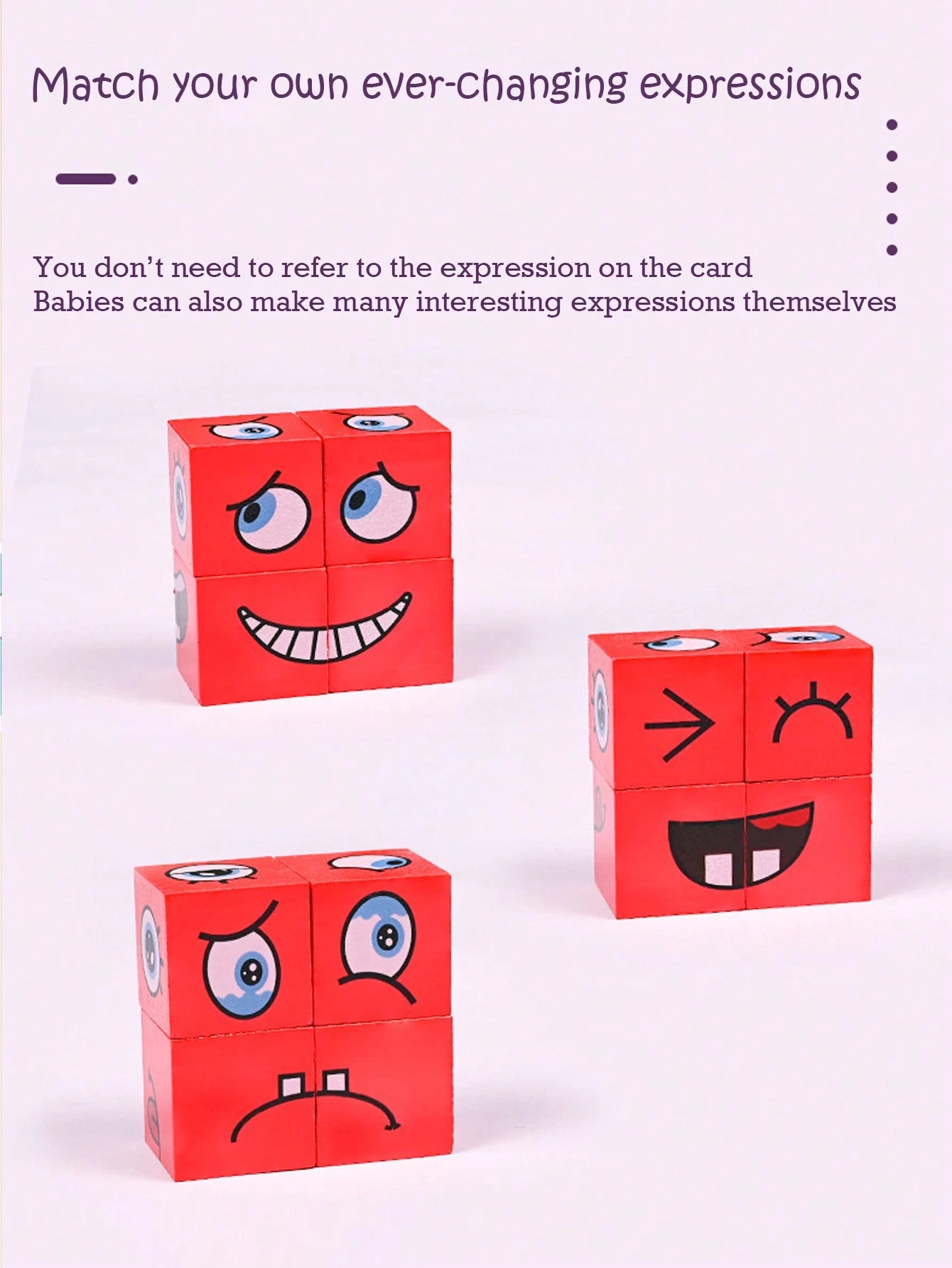 Montessori Children's Early Education Puzzle Face-Changing Building Block Toy Parent-Child Interactive Desktop Battle Game Wooden Smiling Face Expression