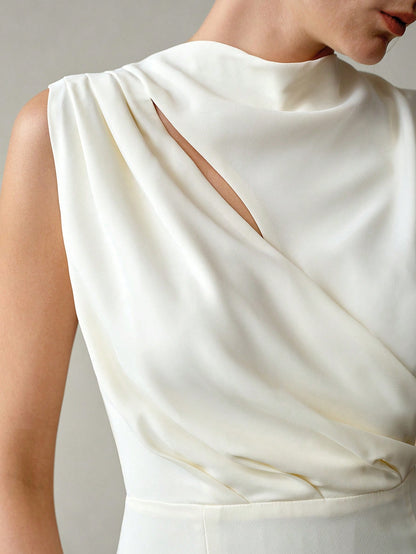 MOTF PREMIUM ELEGANT RUCHED WAIST SPLIT HEM BACK DRESS, SPRING/SUMMER