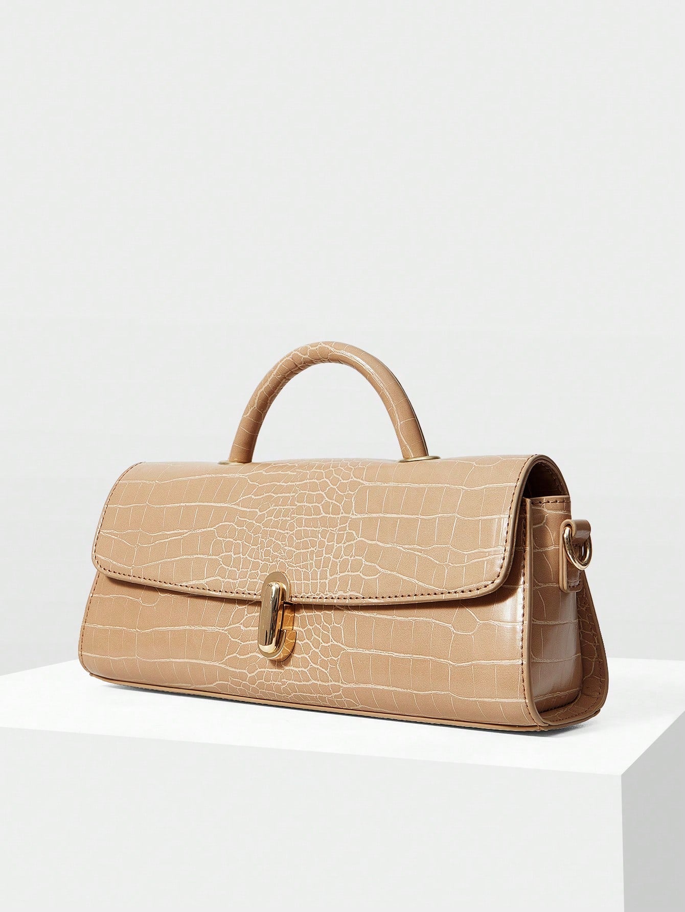 MOTF WOMEN'S FASHION APRICOT HANDBAG, EXQUISITE LOCK, RETRO CROCODILE PATTERN PU BAGUETTE BAG, SUITABLE FOR DAILY, COMMUTING, SHOPPING, GIFT GIVING