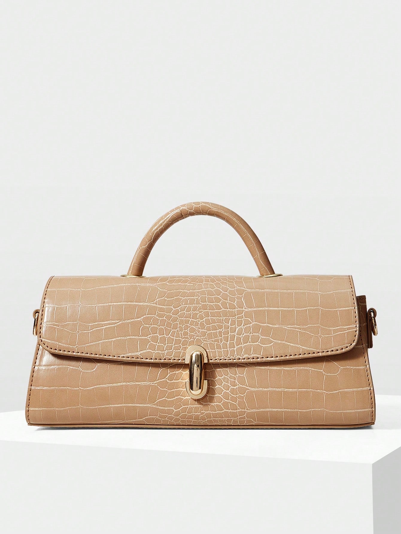 MOTF WOMEN'S FASHION APRICOT HANDBAG, EXQUISITE LOCK, RETRO CROCODILE PATTERN PU BAGUETTE BAG, SUITABLE FOR DAILY, COMMUTING, SHOPPING, GIFT GIVING