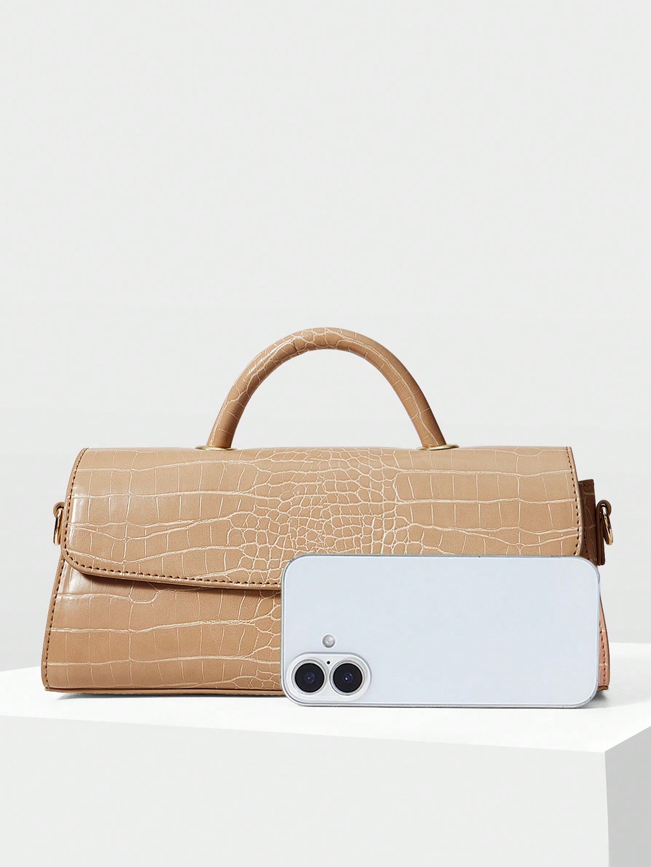 MOTF WOMEN'S FASHION APRICOT HANDBAG, EXQUISITE LOCK, RETRO CROCODILE PATTERN PU BAGUETTE BAG, SUITABLE FOR DAILY, COMMUTING, SHOPPING, GIFT GIVING