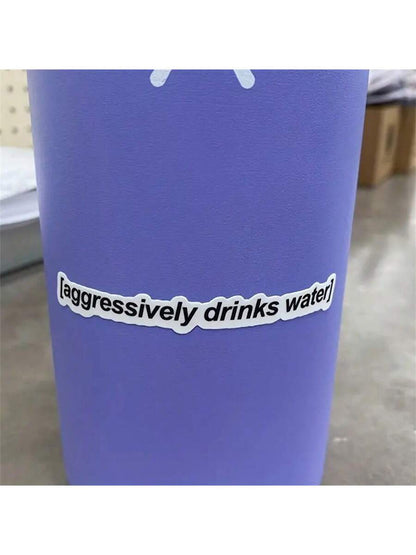 Motivational Drinking Water Stickers, Fun Water Bottle Slogan Stickers, Aesthetic Text Stickers, Cup Stickers, Waterproof Sticker Pack For Decorating Cups, Bottles, School Supplies, Crafts, DIY Art Su