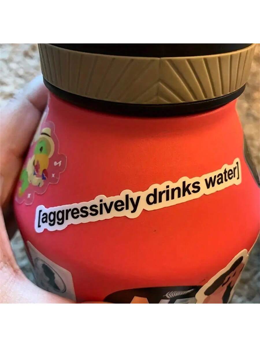 Motivational Drinking Water Stickers, Fun Water Bottle Slogan Stickers, Aesthetic Text Stickers, Cup Stickers, Waterproof Sticker Pack For Decorating Cups, Bottles, School Supplies, Crafts, DIY Art Su