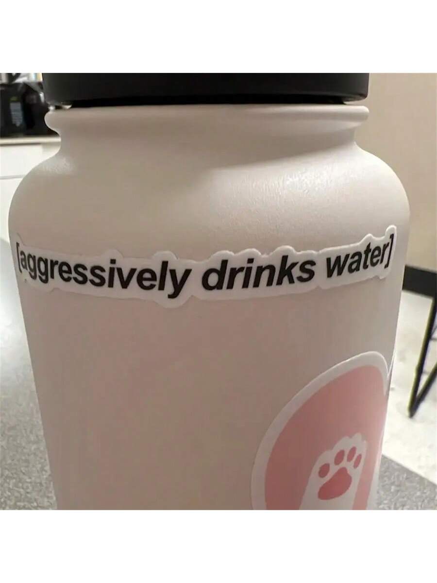 Motivational Drinking Water Stickers, Fun Water Bottle Slogan Stickers, Aesthetic Text Stickers, Cup Stickers, Waterproof Sticker Pack For Decorating Cups, Bottles, School Supplies, Crafts, DIY Art Su