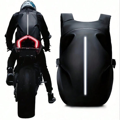 Motorcycle Backpack With Helmet Storage- Heavy-Duty High Quality Riding Backpack, Large Capacity Motorcycle Travel Bag With Reflective Strips, Secure Zipper Closure, PVC Construction- For Men & Wome