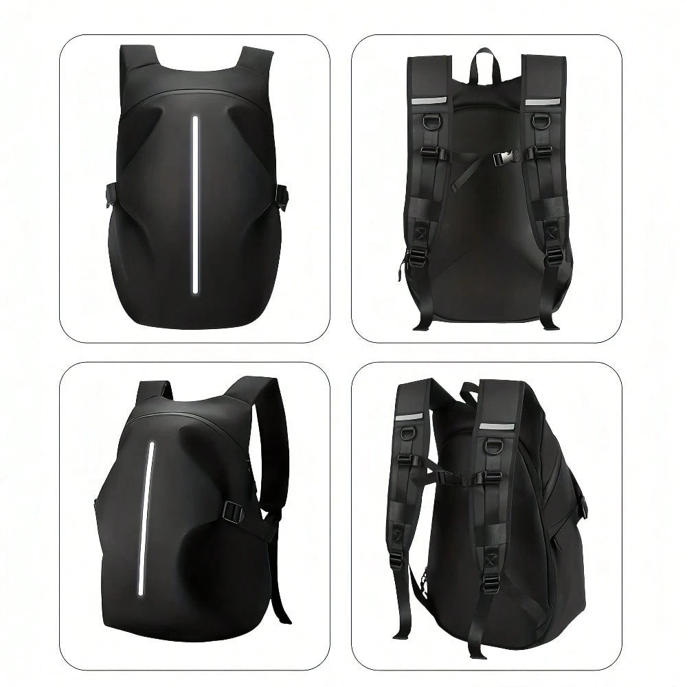 Motorcycle Backpack With Helmet Storage- Heavy-Duty High Quality Riding Backpack, Large Capacity Motorcycle Travel Bag With Reflective Strips, Secure Zipper Closure, PVC Construction- For Men & Wome
