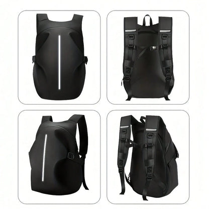 Motorcycle Backpack With Helmet Storage- Heavy-Duty High Quality Riding Backpack, Large Capacity Motorcycle Travel Bag With Reflective Strips, Secure Zipper Closure, PVC Construction- For Men & Wome
