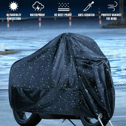 Motorcycle/Bicycle/Electric Scooter Cover- Waterproof, Dustproof, UV-Resistant And Snowproof Cover, Black Motorcycle Accessory, Fits Most Motorcycles And Bicycles