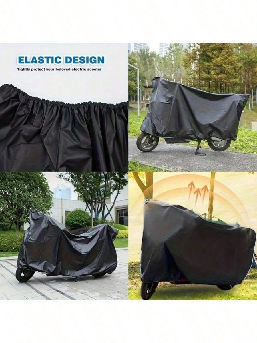 Motorcycle/Bicycle/Electric Scooter Cover- Waterproof, Dustproof, UV-Resistant And Snowproof Cover, Black Motorcycle Accessory, Fits Most Motorcycles And Bicycles