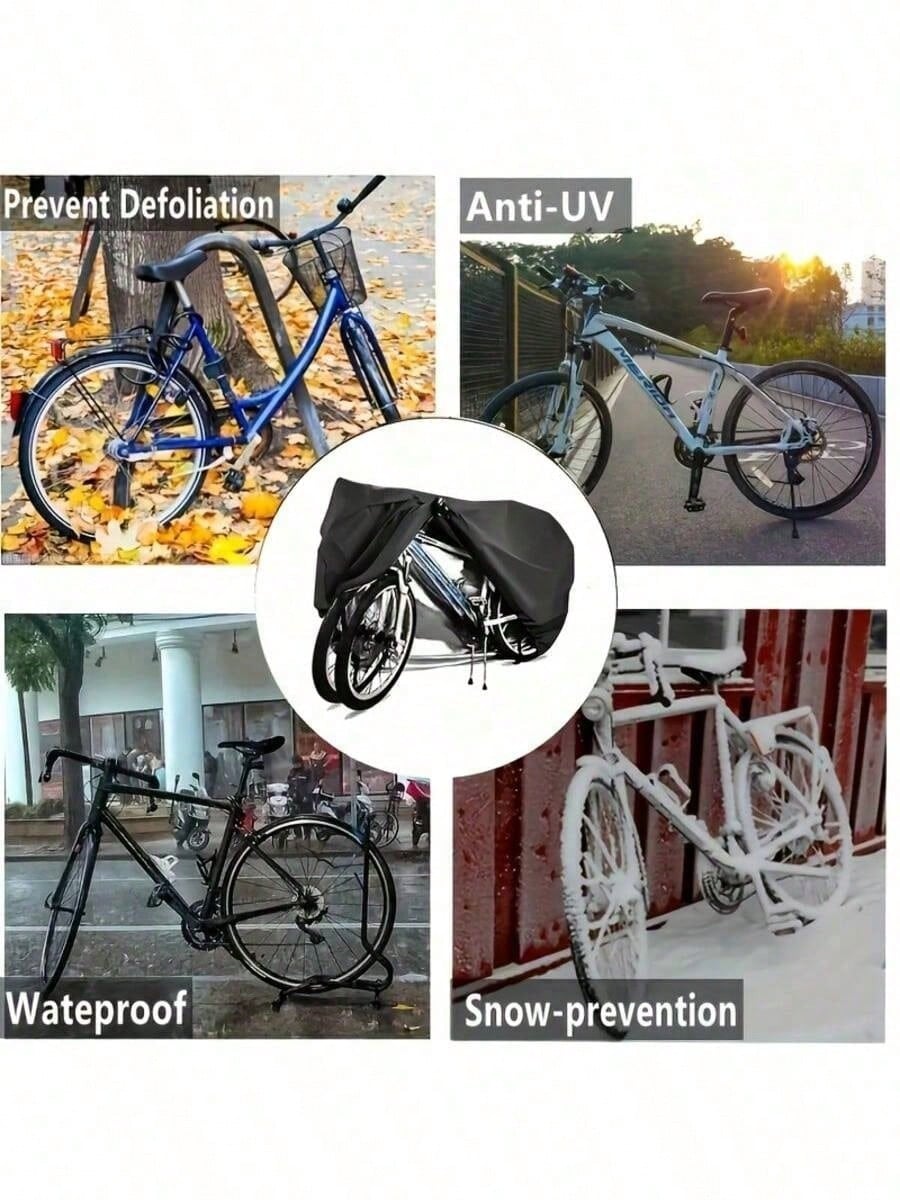 Motorcycle/Bicycle/Electric Scooter Cover- Waterproof, Dustproof, UV-Resistant And Snowproof Cover, Black Motorcycle Accessory, Fits Most Motorcycles And Bicycles