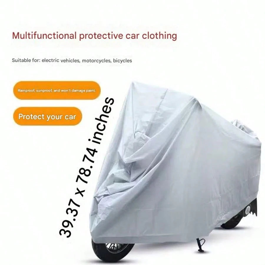 Motorcycle/Bicycle/Electric Scooter Cover- Waterproof, Dustproof, UV-Resistant And Snowproof Cover, Black Motorcycle Accessory, Fits Most Motorcycles And Bicycles