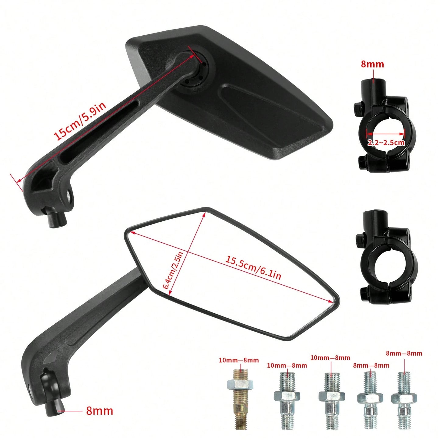 Motorcycle Rear View Mirrors,Fits 7/8" (22mm) Handlebar 360° Rotatable Wide Angle Safety Glass For Bicycles,Mountain Bike, Varadero XL 1000 Varadero1000 Varadero125 Adjustable Rearview Side Mirrors Ac
