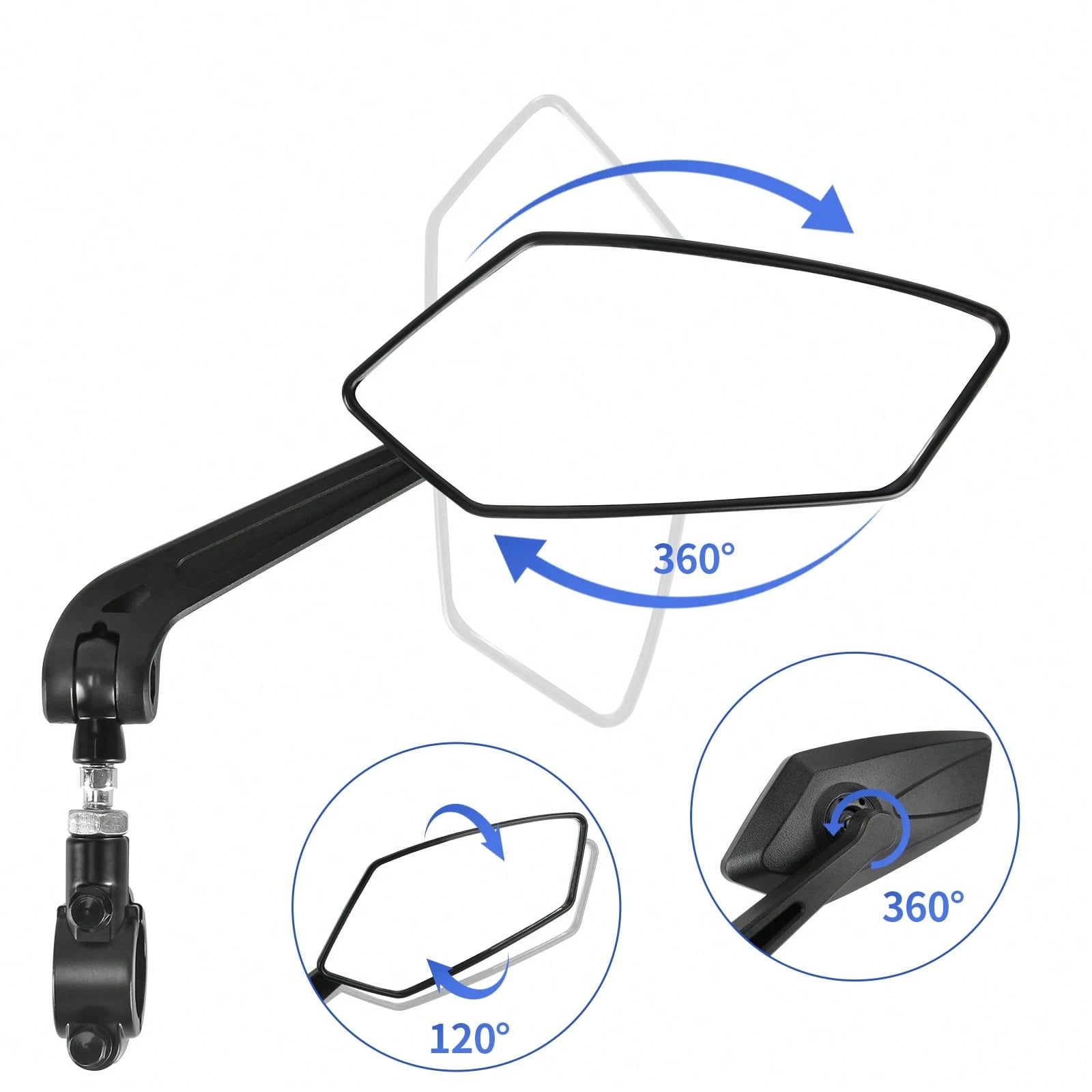 Motorcycle Rear View Mirrors,Fits 7/8" (22mm) Handlebar 360° Rotatable Wide Angle Safety Glass For Bicycles,Mountain Bike, Varadero XL 1000 Varadero1000 Varadero125 Adjustable Rearview Side Mirrors Ac