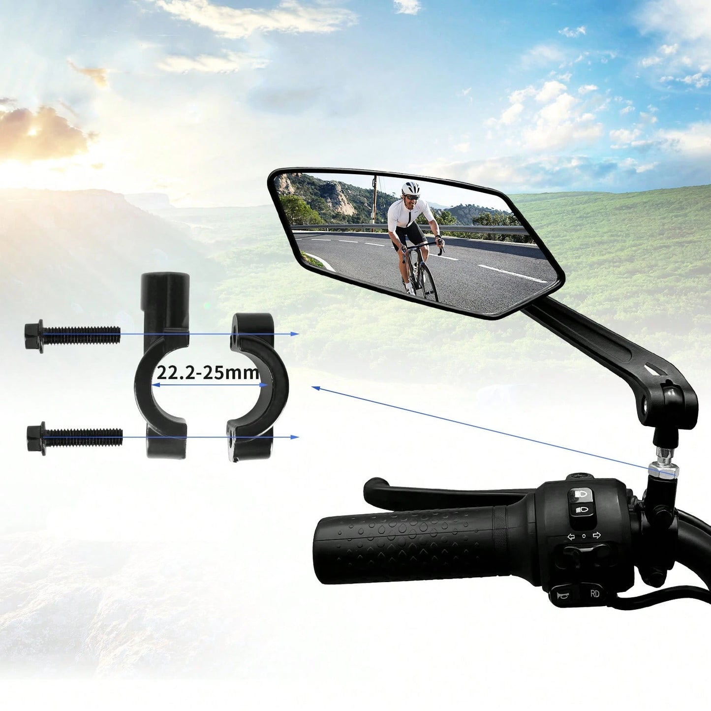 Motorcycle Rear View Mirrors,Fits 7/8" (22mm) Handlebar 360° Rotatable Wide Angle Safety Glass For Bicycles,Mountain Bike, Varadero XL 1000 Varadero1000 Varadero125 Adjustable Rearview Side Mirrors Ac