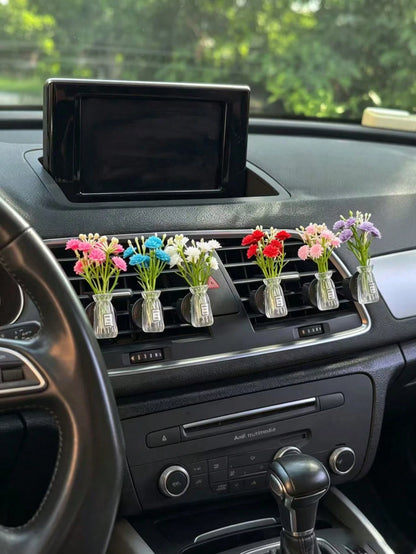 Multi-Color Mini Vase Daisy Car Air Vent Clip, Artificial Flower Car Air Conditioner Decor, Fresh Car Interior Accessory, Transparent Vase Artificial Flower Car Air Vent Decor Clip, Universal Car Air
