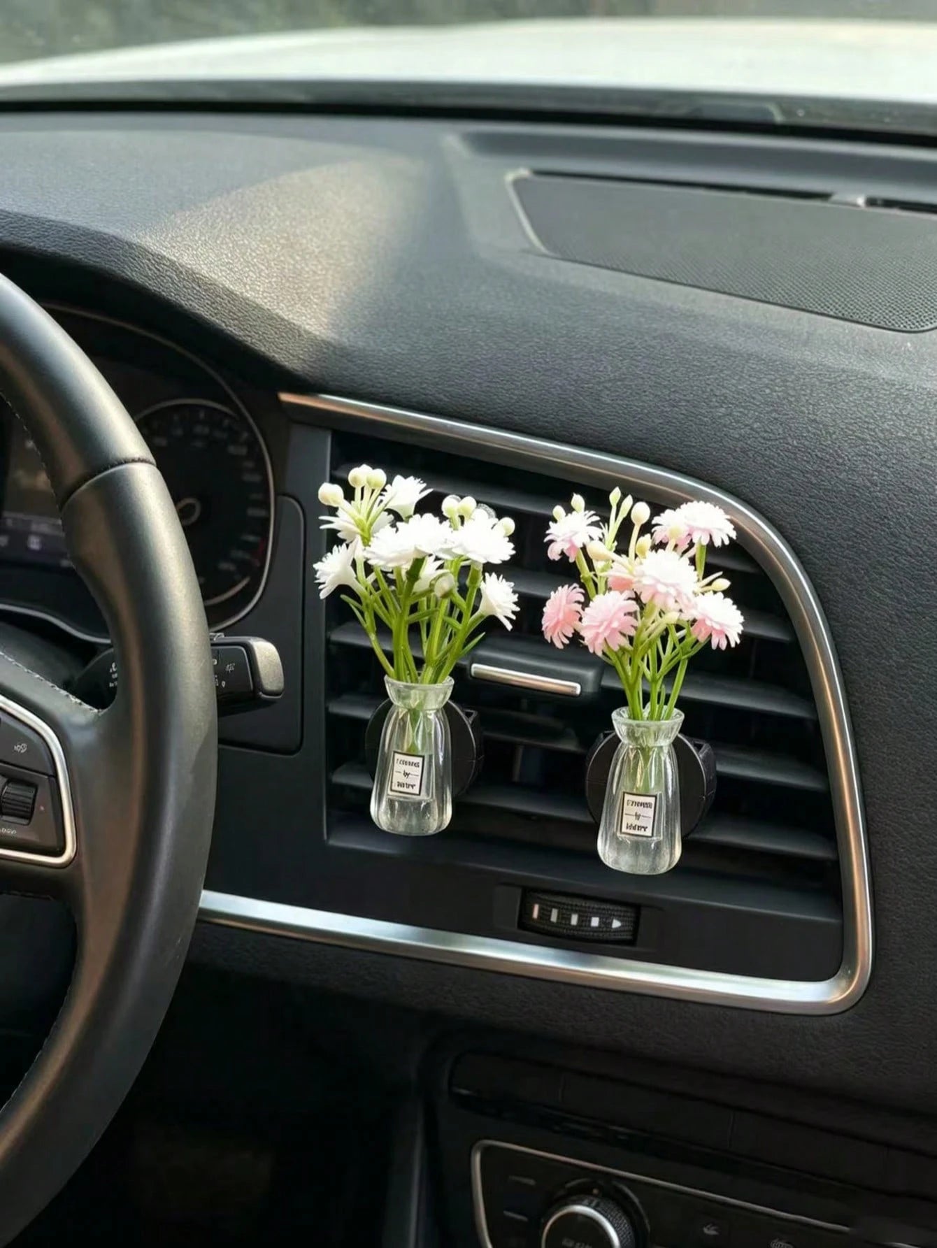 Multi-Color Mini Vase Daisy Car Air Vent Clip, Artificial Flower Car Air Conditioner Decor, Fresh Car Interior Accessory, Transparent Vase Artificial Flower Car Air Vent Decor Clip, Universal Car Air