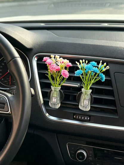 Multi-Color Mini Vase Daisy Car Air Vent Clip, Artificial Flower Car Air Conditioner Decor, Fresh Car Interior Accessory, Transparent Vase Artificial Flower Car Air Vent Decor Clip, Universal Car Air