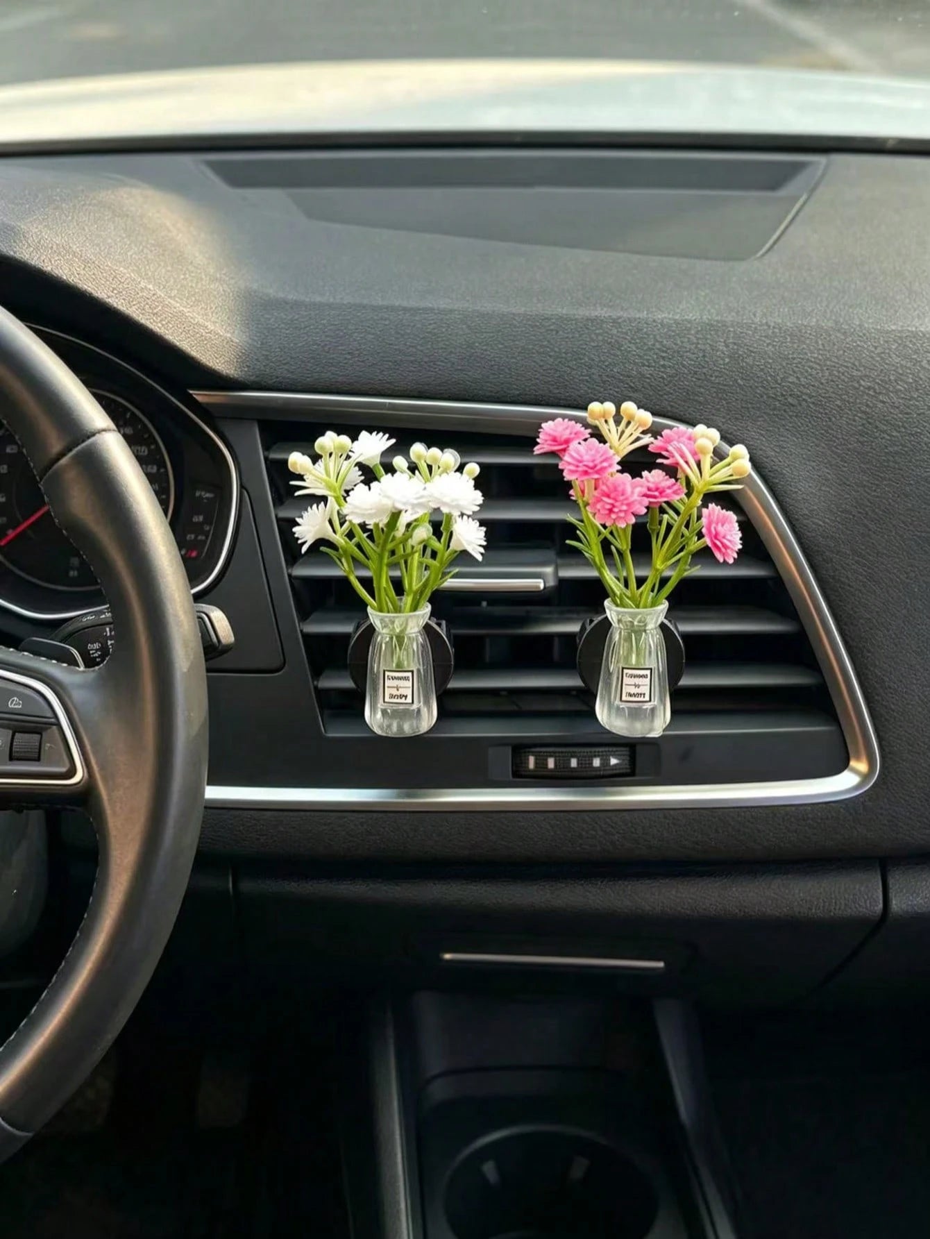 Multi-Color Mini Vase Daisy Car Air Vent Clip, Artificial Flower Car Air Conditioner Decor, Fresh Car Interior Accessory, Transparent Vase Artificial Flower Car Air Vent Decor Clip, Universal Car Air